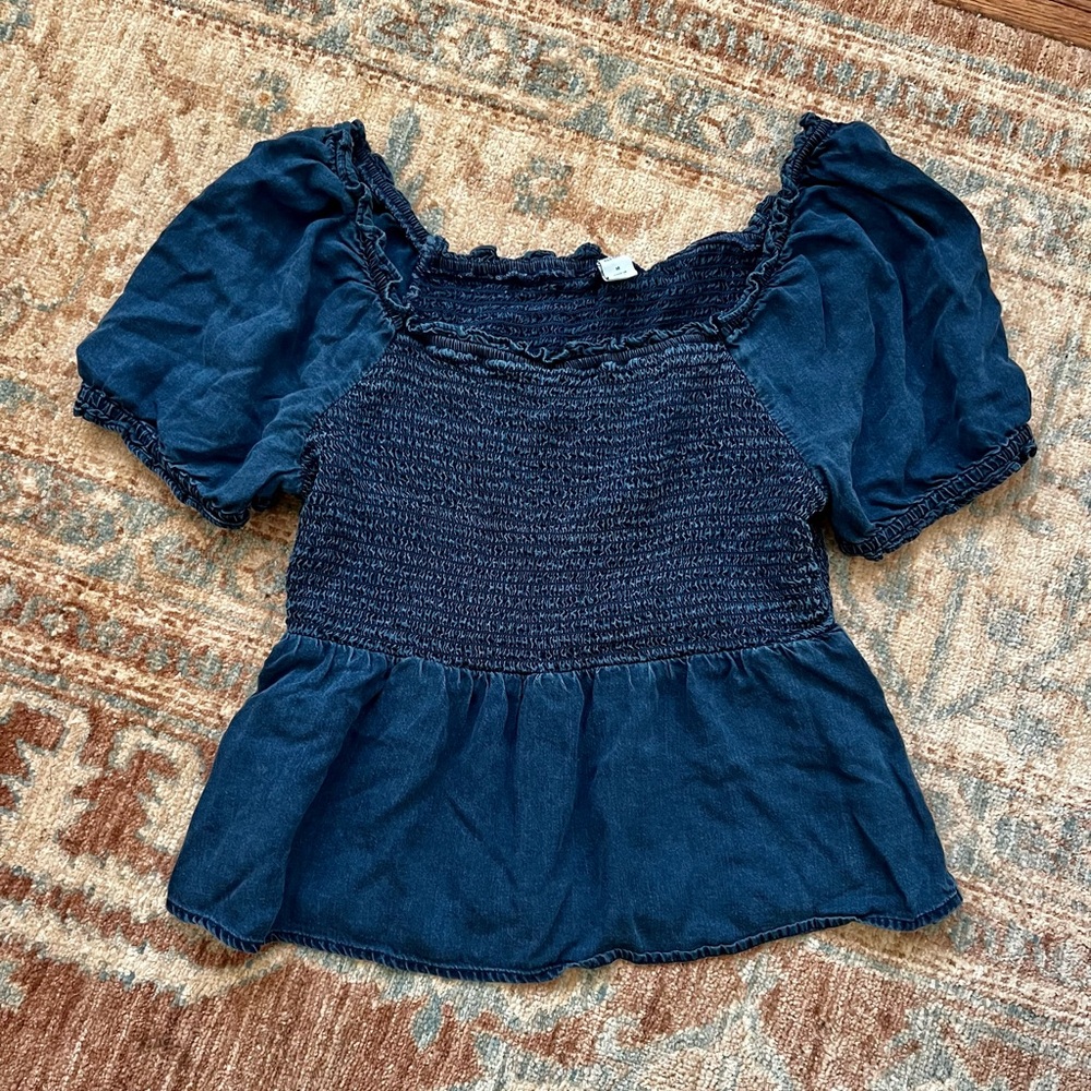 Peplum Chambray Top